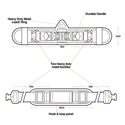 2.5" Thick Tactical Dog Collar with Handle - collar expert diagram with names 