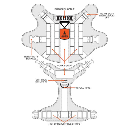 Chew resistant, unchewable, chew proof dog harness | Hellgar Tactical